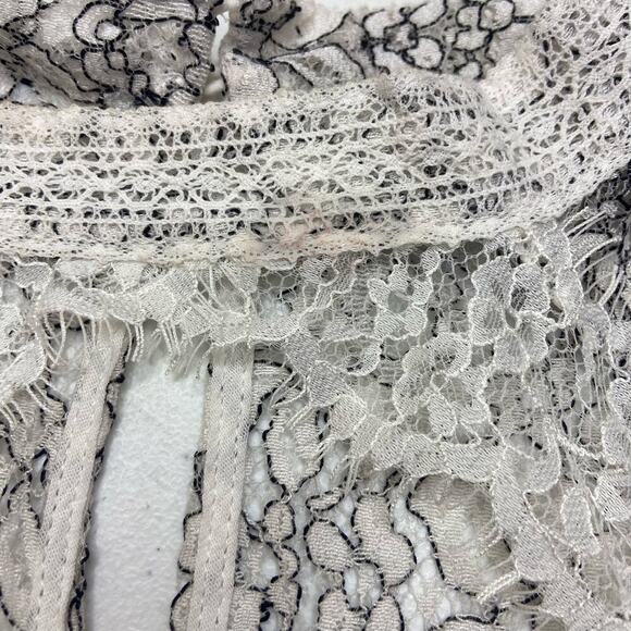 One The Land Halter Dress‎ Women's Large White Black Lace Gauzy Tiered Keyhole - Picture 12 of 14